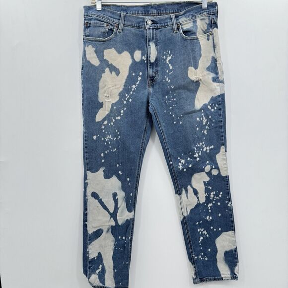 Levi's 541 Athletic Fit Jeans Size 38x32 Blue Bleach Splatter Destroyed Holes - Picture 1 of 12